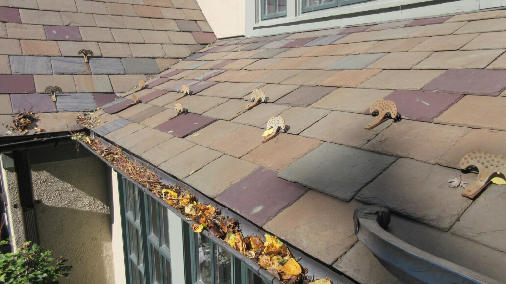 slate wood roof gutter cleaning